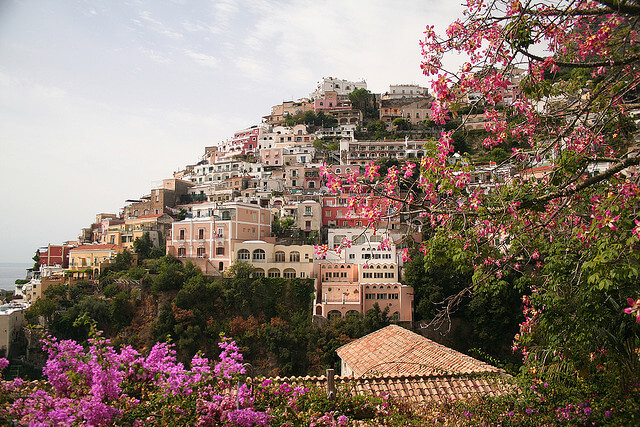 spring buganvilias in Positano Amalfi Coast Italy
