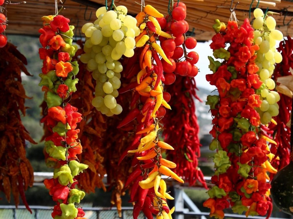 chilli peppers and grapes Amalfi Coast Italy