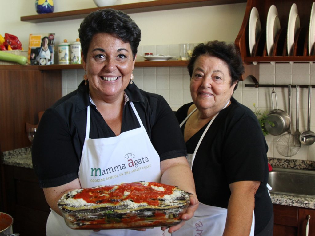 Chiara and Mamma Agata at Mamma Agata Cooking School on the Amalfi Coast Italy Carol Ketelson Delectable Destinations Culinary Tours