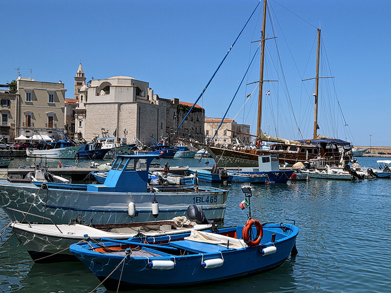 fishing boats in harbour Puglia Italy Carol Ketelson Delectable Destinations Culinary Tours