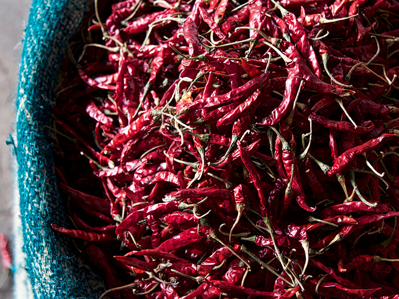 Chili Peppers at Market in Old Delhi India Carol Ketelson Delectable Destinations Culinary Tours