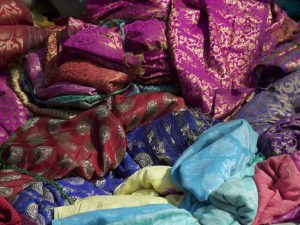 Sari fabrics old Delhi India Carol Ketelson Delectable Destinations Culinary Tours