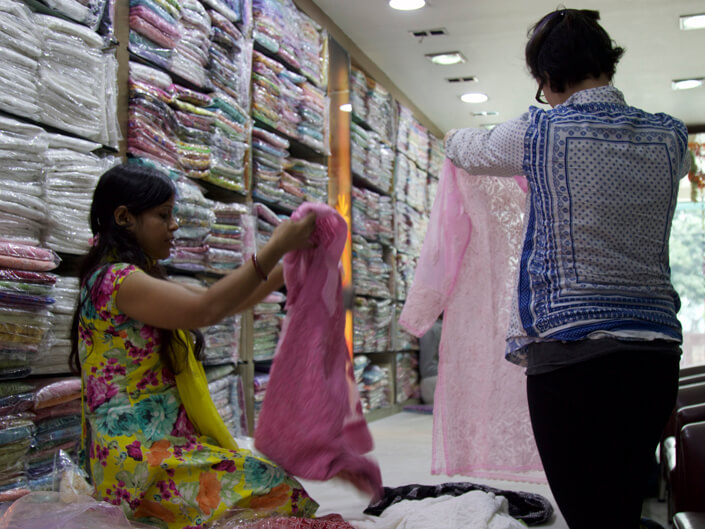 sari fabrics old Delhi India Carol Ketelson Delectable Destinations Culinary Tours