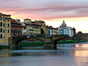 Sunset over the Arno River Florence Italy Carol Ketelson Delectable Destinations Culinary Tours