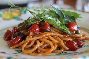 farmer's spaghetti recipe from Mamma Agata cooking school on the Amalfi Coast Carol Ketelson Delectable Destinations Culinary Tours