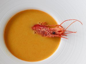 Shrimp bisque by private chef David Andalucia Spain Carol Ketelson Delectable Destinations Culinary Tours