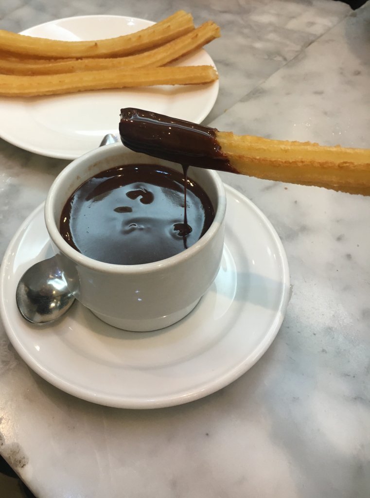 Chocolate and churros in Madrid Spain