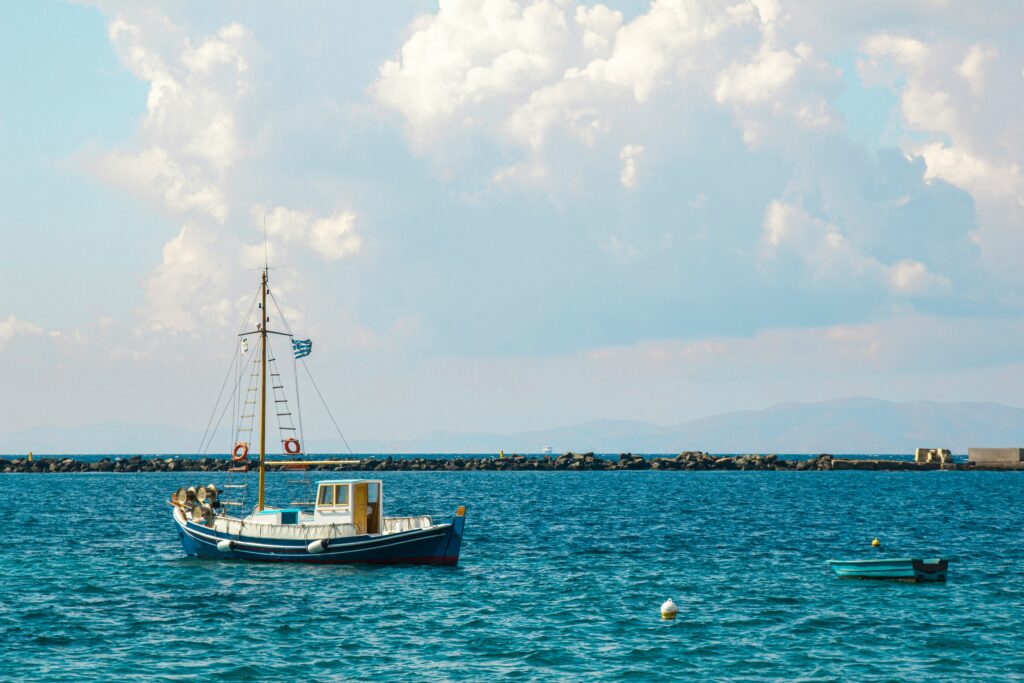 sailboat and blue ocean